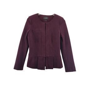 Isabel Marant Wool Blazer‎ Burgundy Red Size 38 Small Peplum Hem Collarless
